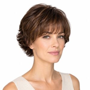 peluca oncologica sintetica muy natural de pelo corto