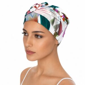 turbante oncológico de bambú floral para quimioterapia