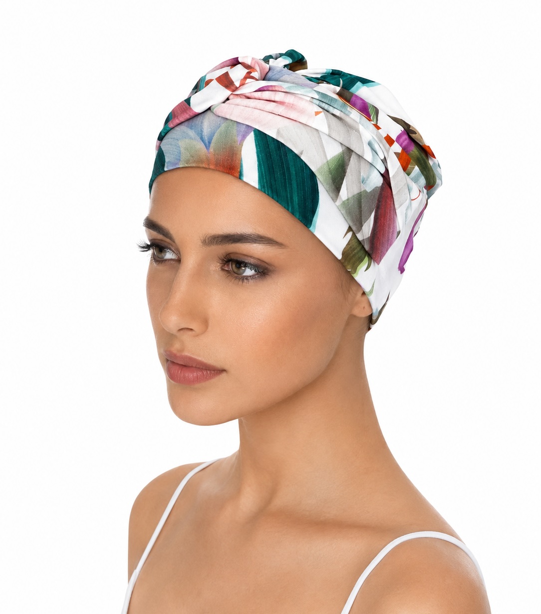turbante oncológico de bambú floral para quimioterapia
