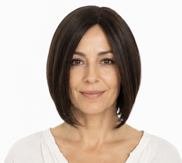 vista frontal corte bob modelo virgina peluca sintetica